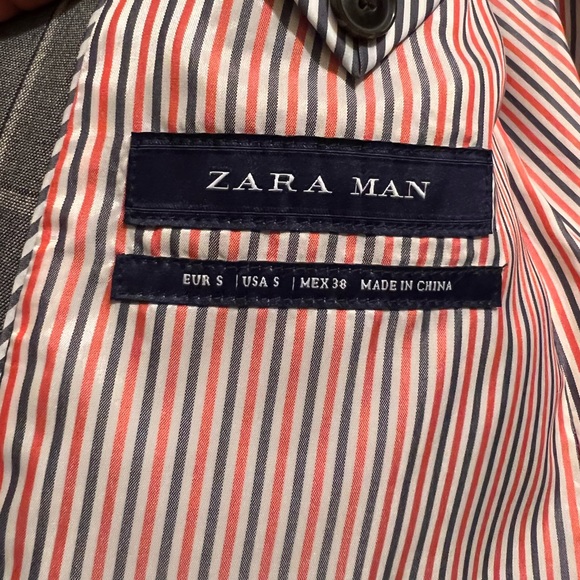 Mens Zara grey checked jacket size small - Picture 3 of 5